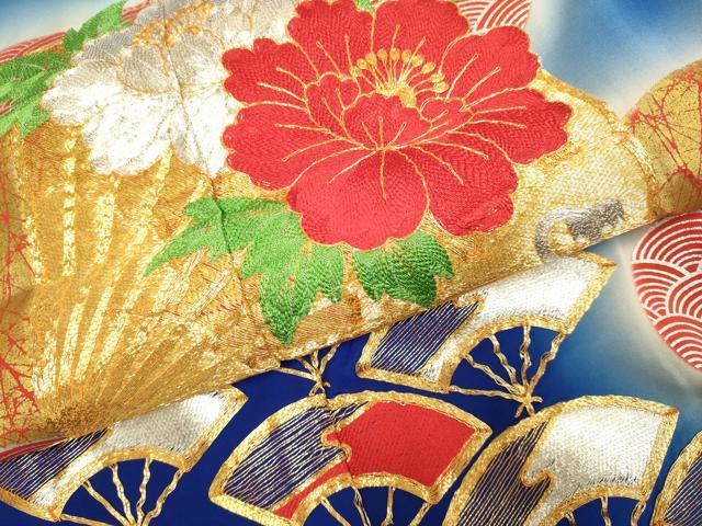 平和屋本店●お引きずり・お引き摺り・引き振袖 和装 結婚式 舞妓 芸妓 芸者 衣装 駒刺繍 総刺繍 扇花文 暈し染め 金銀彩 逸品 DABF5991du