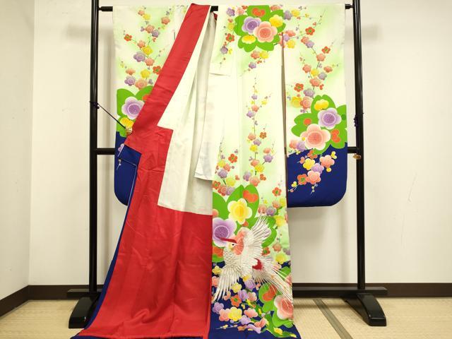 平和屋本店●お引きずり・お引き摺り・引き振袖　和装　結婚式　舞妓　芸妓　芸者　衣装　刺繍　尾長鳥梅文　暈し染め　金銀糸　DABF5994du