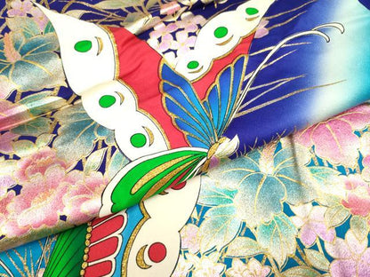 平和屋本店●お引きずり・お引き摺り・引き振袖　和装　結婚式　舞妓　芸妓　芸者　衣装　舞蝶花文　暈し染め　金銀彩　DABF5997du