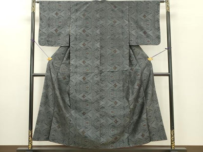 平和屋着物■本場大島紬 亀甲草花文 正絹 逸品 DABF6004zy