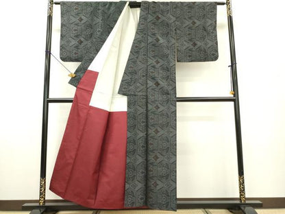 平和屋着物■本場大島紬 亀甲草花文 正絹 逸品 DABF6004zy