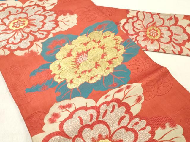 平和屋着物◎アンティーク 大正ロマン 九寸名古屋帯 舞花文 金銀糸 正絹 逸品 DABF6007zy