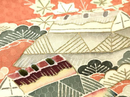 平和屋着物■訪問着 刺繍 風景文 金糸 正絹 逸品 DABF6024zy