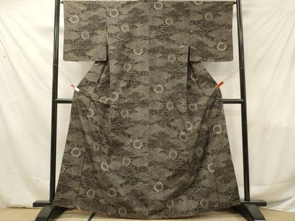 平和屋着物■上質な紬　舞菊文　正絹　逸品　DABF6028zy