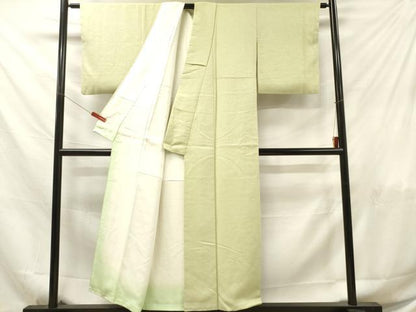 平和屋着物■上質な色無地 霞地紋 若芽色 正絹 逸品 DABF6030zy