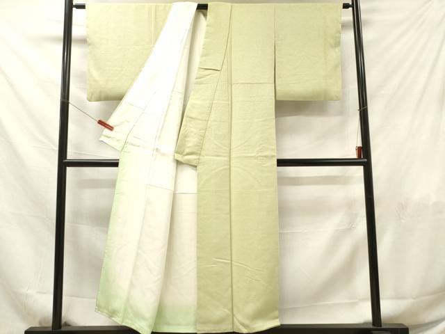 平和屋着物■上質な色無地 霞地紋 若芽色 正絹 逸品 DABF6030zy