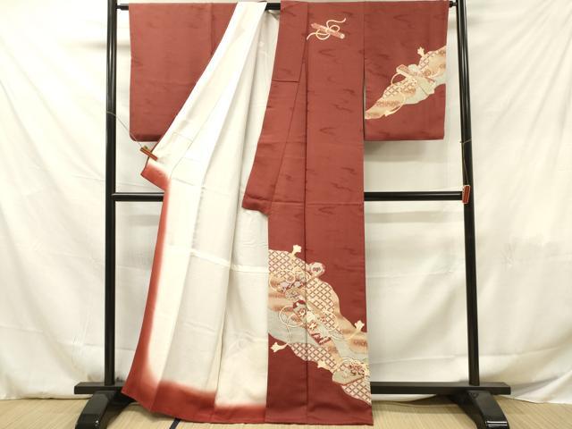 平和屋着物■訪問着　文箱草花文　金彩　正絹　逸品　DABF6036zy