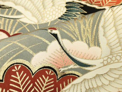 平和屋着物■豪華黒留袖　飛鶴松文　金彩　正絹　逸品　DABF6037zy