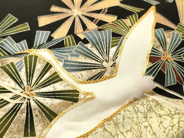平和屋着物■豪華黒留袖　作家物　駒刺繍　飛鶴松文　金彩　鈴乃屋扱い　正絹　逸品　DABF6039zy