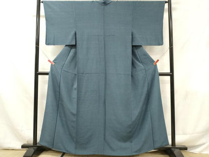 平和屋着物■上質な色無地　薄縹色　お召縮緬　正絹　逸品　DABF6042zy