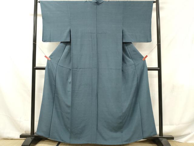 平和屋着物■上質な色無地　薄縹色　お召縮緬　正絹　逸品　DABF6042zy