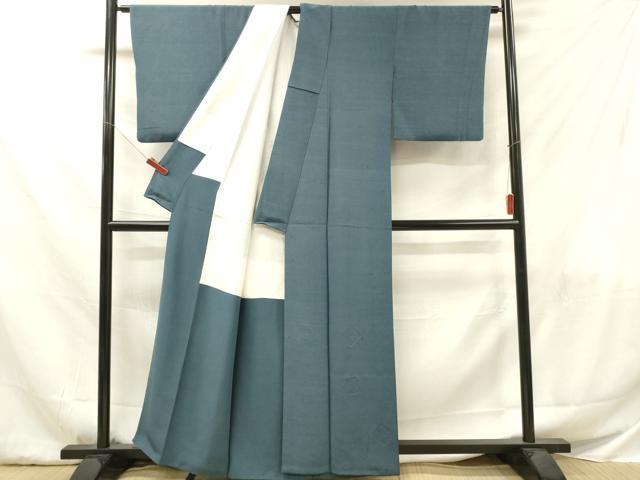 平和屋着物■上質な色無地　薄縹色　お召縮緬　正絹　逸品　DABF6042zy