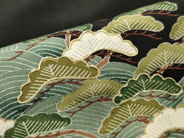 平和屋着物■豪華黒留袖　駒刺繍　立波松文　金彩　正絹　逸品　DABF6045zy