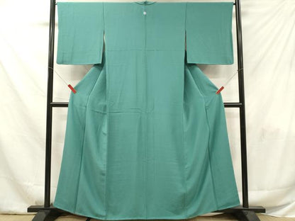 平和屋着物■上質な色無地　花緑青色　正絹　逸品　DABF6048zy