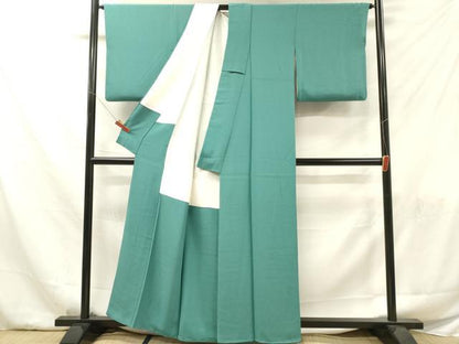 平和屋着物■上質な色無地　花緑青色　正絹　逸品　DABF6048zy