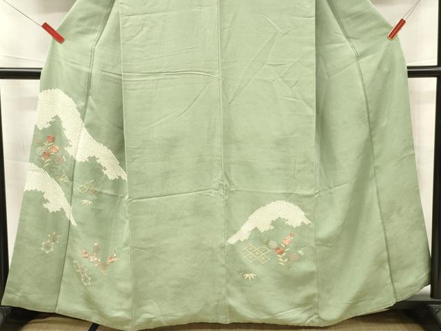 平和屋着物■中国三大刺繍　相良刺繍　訪問着　絞り　七宝草花文　大丸扱い　正絹　逸品　DABF6050zy