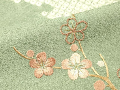 平和屋着物■中国三大刺繍　相良刺繍　訪問着　絞り　七宝草花文　大丸扱い　正絹　逸品　DABF6050zy