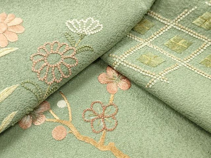 平和屋着物■中国三大刺繍　相良刺繍　訪問着　絞り　七宝草花文　大丸扱い　正絹　逸品　DABF6050zy