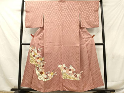 平和屋着物■豪華色留袖　駒刺繍　飾花文　金彩　正絹　逸品　DABF6053zy