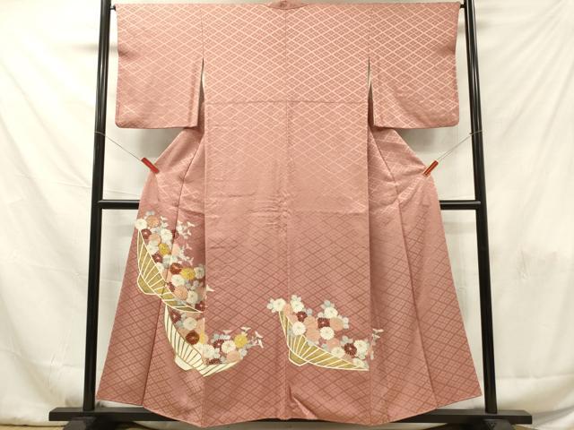 平和屋着物■豪華色留袖　駒刺繍　飾花文　金彩　正絹　逸品　DABF6053zy