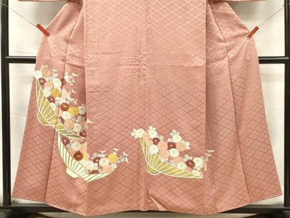 平和屋着物■豪華色留袖　駒刺繍　飾花文　金彩　正絹　逸品　DABF6053zy