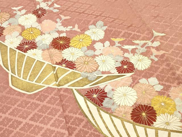 平和屋着物■豪華色留袖　駒刺繍　飾花文　金彩　正絹　逸品　DABF6053zy