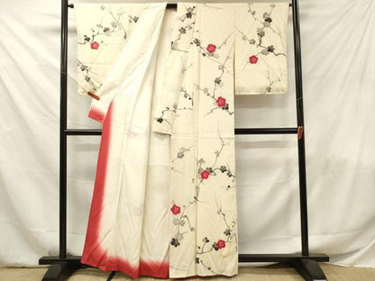 平和屋着物■上質な小紋　手描き　絞り　枝梅文　正絹　逸品　DABF6054zy