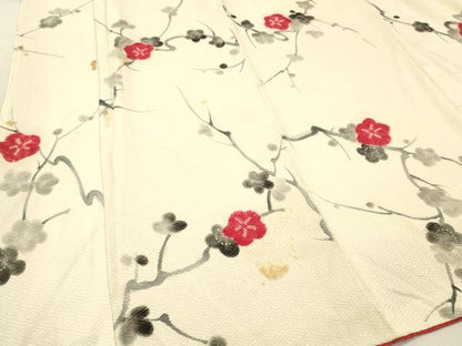 平和屋着物■上質な小紋　手描き　絞り　枝梅文　正絹　逸品　DABF6054zy
