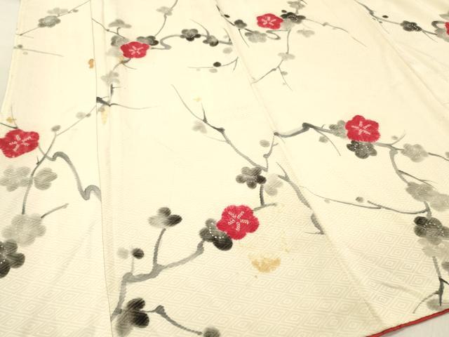 平和屋着物■上質な小紋　手描き　絞り　枝梅文　正絹　逸品　DABF6054zy