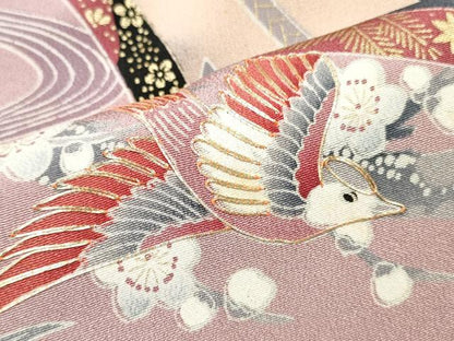 平和屋着物■豪華黒留袖　駒刺繍　人物鳳凰花文　金彩　正絹　逸品　DABF6055zy
