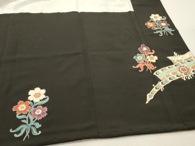平和屋着物■豪華黒留袖　鳳凰草花文　金彩　正絹　逸品　DABF6056zy
