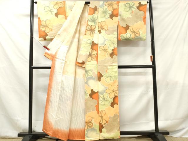 平和屋着物■上質な小紋　地紋起こし　舞花文　暈し染め　正絹　逸品　DABF6057zy