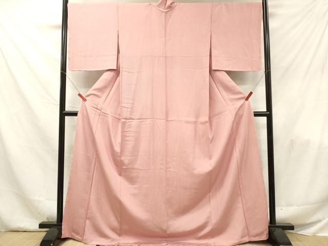平和屋着物■江戸小紋　作家物　万筋　薄紅色×生成り色　ロング丈　正絹　逸品　DABF6063zy