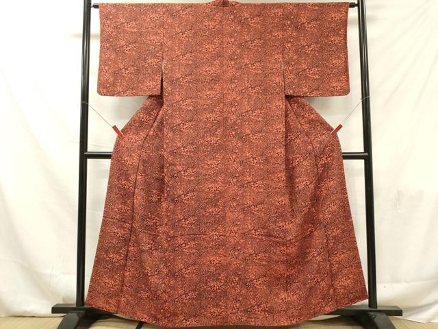 平和屋着物■上質な小紋　型染め　笹　枝梅文　正絹　逸品　DABF6064zy