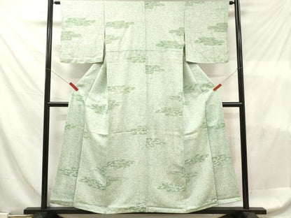 平和屋着物■上質な小紋　たたき染め　エ霞笹の葉文　正絹　逸品　DABF6069zy