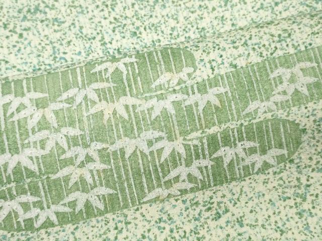 平和屋着物■上質な小紋　たたき染め　エ霞笹の葉文　正絹　逸品　DABF6069zy