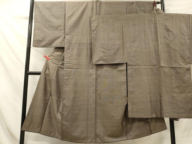平和屋着物■男性　紬　アンサンブル　格子　正絹　逸品　DABF6071zy