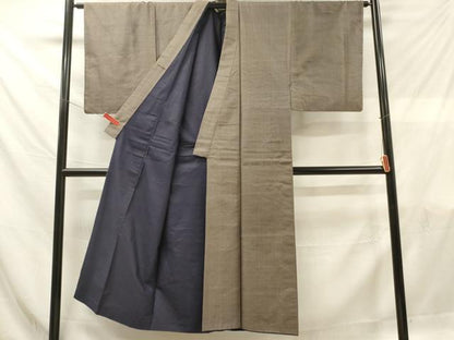 平和屋着物■男性　紬　アンサンブル　格子　正絹　逸品　DABF6071zy