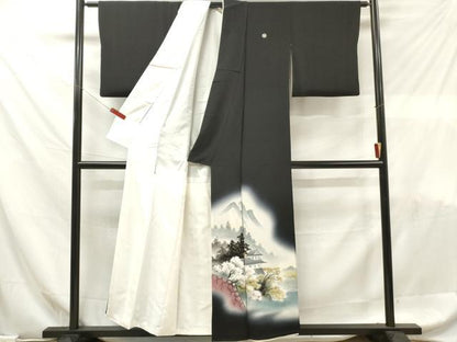 平和屋着物■豪華黒留袖　作家物　手描き　風景文　暈し染め　正絹　逸品　DABF6076zy