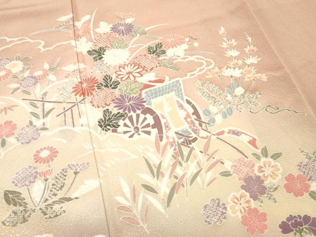 平和屋着物■訪問着　御所車花文　暈し染め　金銀彩　正絹　逸品　DABF6088zy