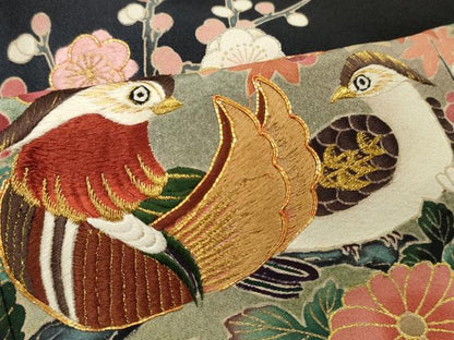 平和屋着物■豪華黒留袖　作家物　駒刺繍　鴛鴦草花　暈し染め　金銀彩　正絹　逸品　DABF6093zy