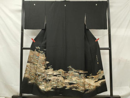 平和屋着物■豪華黒留袖　作家物　古都絵巻　金銀彩　正絹　逸品　DABF6097zy
