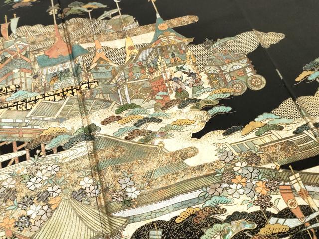 平和屋着物■豪華黒留袖　作家物　古都絵巻　金銀彩　正絹　逸品　DABF6097zy