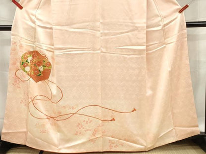 平和屋着物■訪問着　駒刺繍　文箱草花文　暈し染め　金彩　正絹　逸品　DABF6099zy