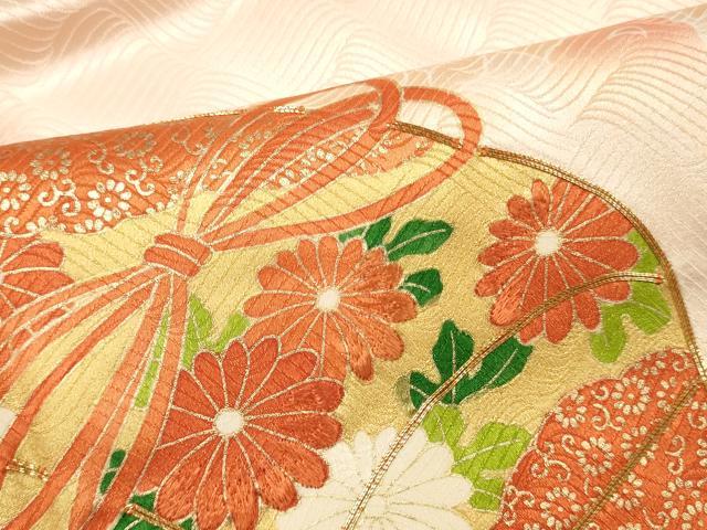 平和屋着物■訪問着　駒刺繍　文箱草花文　暈し染め　金彩　正絹　逸品　DABF6099zy