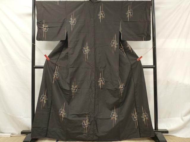 平和屋着物■上質な紬　ツバキ　椿　正絹　逸品　DABF6101zy