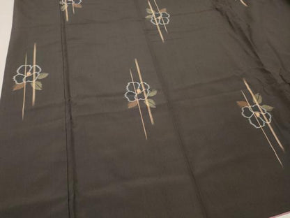 平和屋着物■上質な紬　ツバキ　椿　正絹　逸品　DABF6101zy