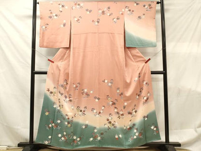 平和屋着物■訪問着　枝桜文　暈し染め　金彩　正絹　逸品　DABF6105zy