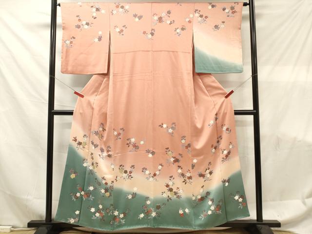 平和屋着物■訪問着　枝桜文　暈し染め　金彩　正絹　逸品　DABF6105zy