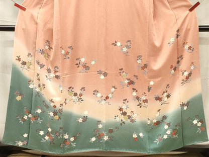平和屋着物■訪問着　枝桜文　暈し染め　金彩　正絹　逸品　DABF6105zy